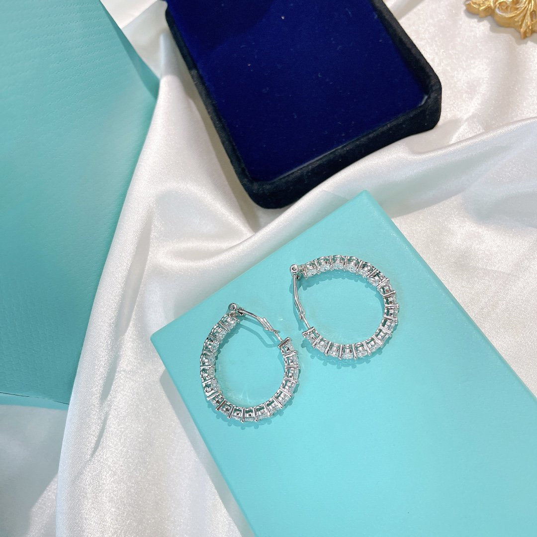 [Rose Tomorrow]SILVER DIAMOND HOOP EARRINGS
