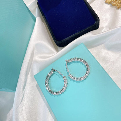 [Rose Tomorrow]SILVER DIAMOND HOOP EARRINGS