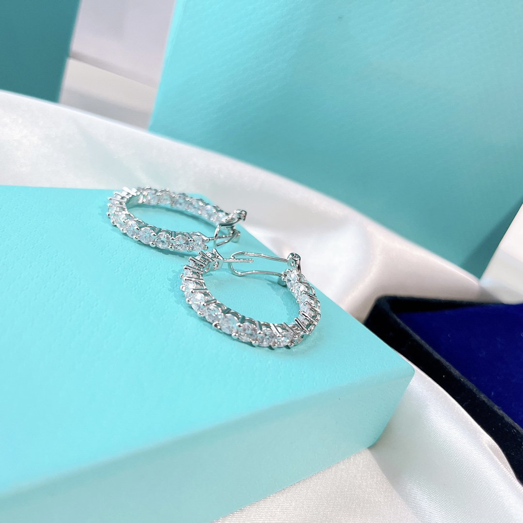 [Rose Tomorrow]SILVER DIAMOND HOOP EARRINGS