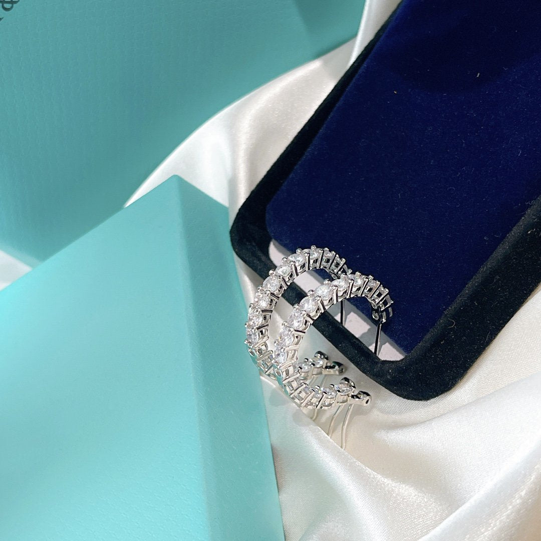 [Rose Tomorrow]SILVER DIAMOND HOOP EARRINGS