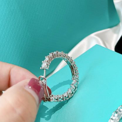 [Rose Tomorrow]SILVER DIAMOND HOOP EARRINGS