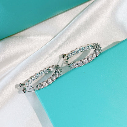 [Rose Tomorrow]SILVER DIAMOND HOOP EARRINGS