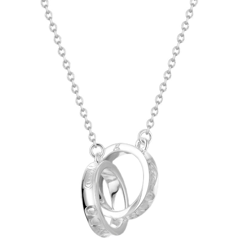 [Rose Tomorrow]NECKLACE FEMALE DOUBLE RING DOUBLE CIRCLE COUPLE PENDANT
