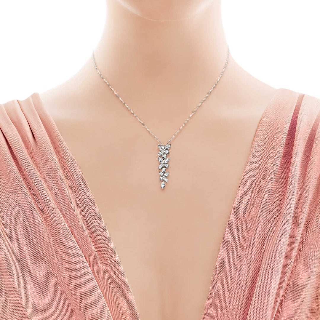 [Rose Tomorrow]MIXED CLUSTER DIAMOND DROP PENDANT