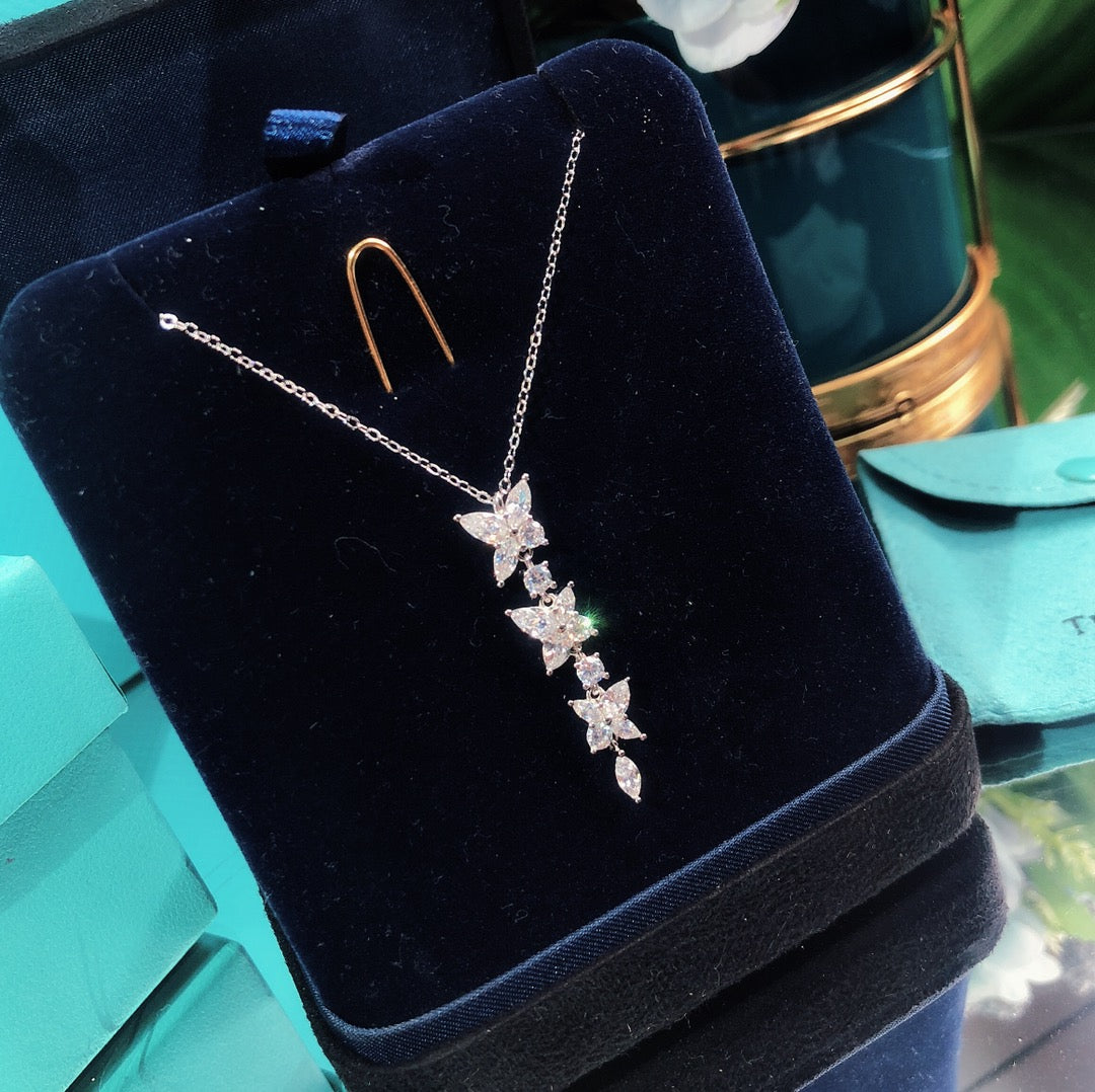 [Rose Tomorrow]MIXED CLUSTER DIAMOND DROP PENDANT