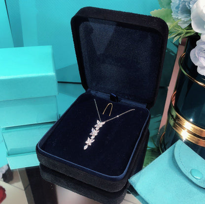 [Rose Tomorrow]MIXED CLUSTER DIAMOND DROP PENDANT