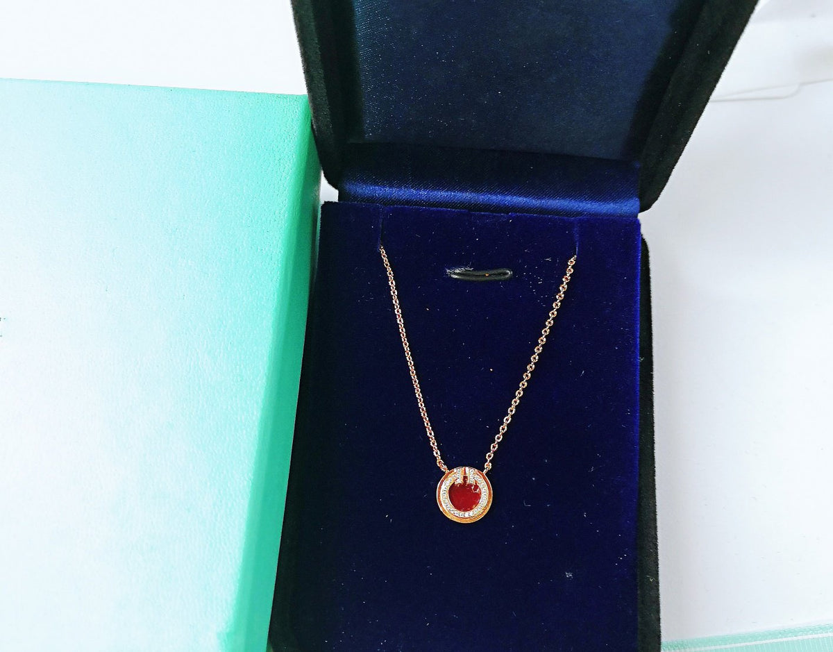 [Rose Tomorrow]DIAMOND AND MOTHER PEARL CIRCLE NECKLACE PENDANT