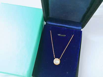 [Rose Tomorrow]DIAMOND AND MOTHER PEARL CIRCLE NECKLACE PENDANT