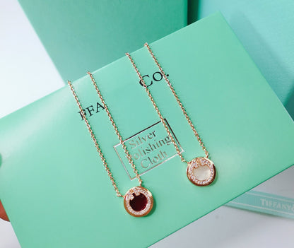 [Rose Tomorrow]DIAMOND AND MOTHER PEARL CIRCLE NECKLACE PENDANT