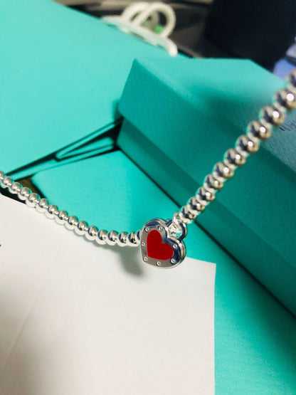 [Rose Tomorrow]LOVE TIFFANY RED HEART TAG BEAD BRACELET