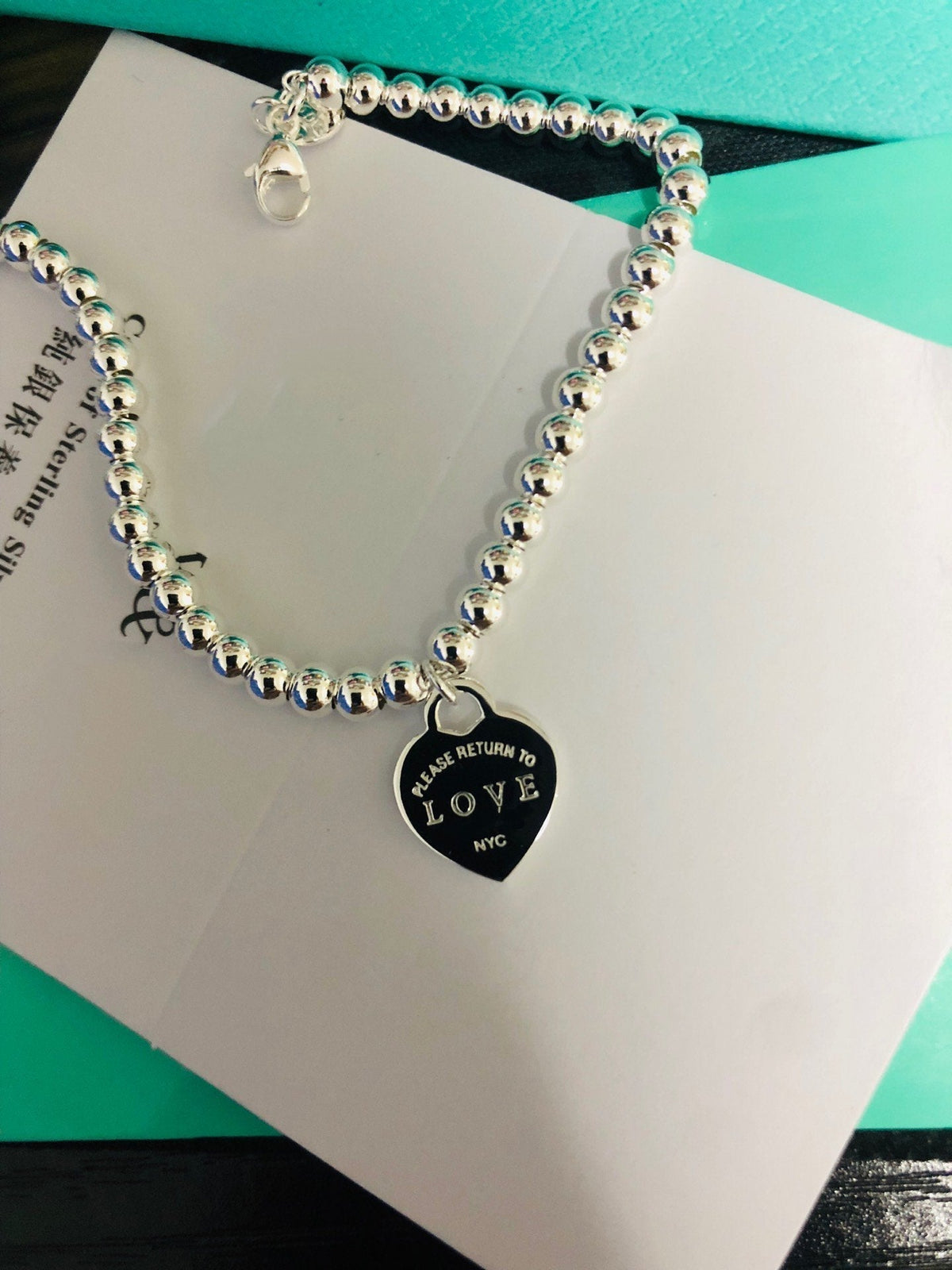 [Rose Tomorrow]LOVE TIFFANY RED HEART TAG BEAD BRACELET