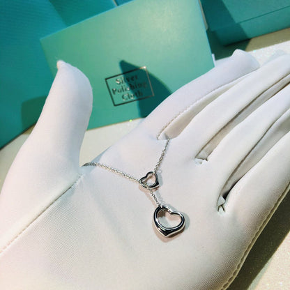 [Rose Tomorrow]OPEN HEART LARIAT NECKLACE SILVER