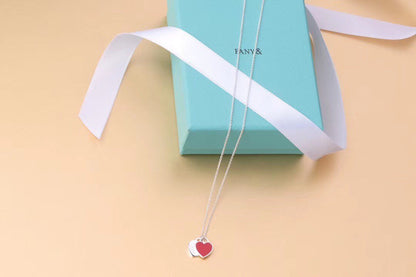 [Rose Tomorrow]DOUBLE HEART TAG PENDANT SILVER MINI NECKLACE