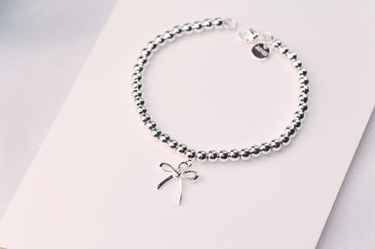 [Rose Tomorrow]STERLING SILVER BOW BEAD BRACELET