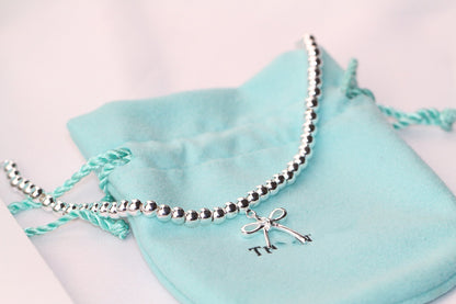 [Rose Tomorrow]STERLING SILVER BOW BEAD BRACELET
