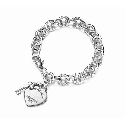 [Rose Tomorrow]KEY HEART CARD CHUNKY INTERLOCKING BRACELET LENGTH