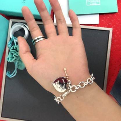 [Rose Tomorrow]KEY HEART CARD CHUNKY INTERLOCKING BRACELET LENGTH