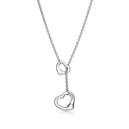 [Rose Tomorrow]OPEN HEART LARIAT NECKLACE SILVER