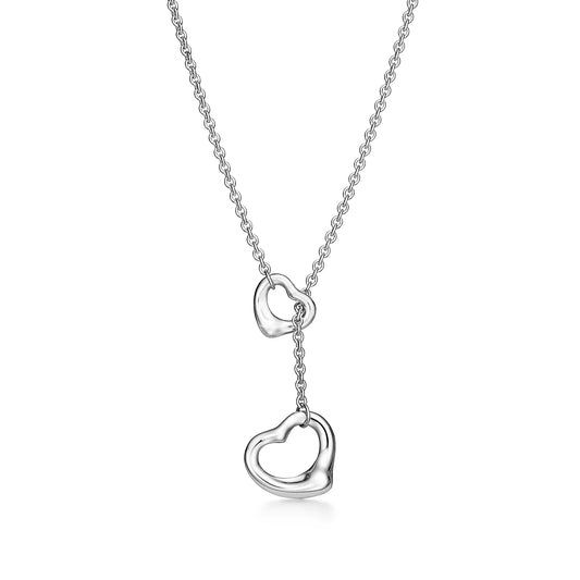 [Rose Tomorrow]OPEN HEART LARIAT NECKLACE SILVER
