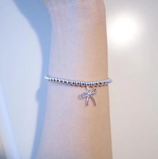 [Rose Tomorrow]STERLING SILVER BOW BEAD BRACELET