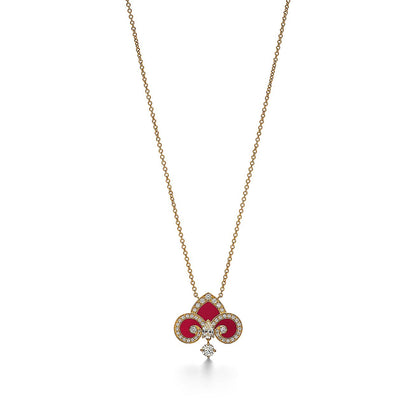 [Rose Tomorrow]FLEUR DE LIS PINK GOLD DIAMOND NECKLACE
