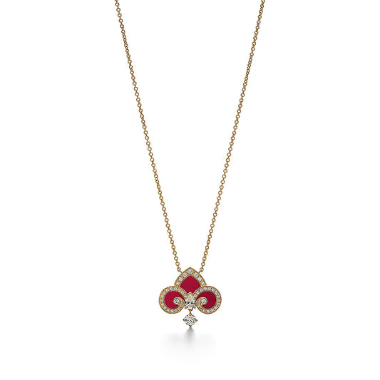 [Rose Tomorrow]FLEUR DE LIS PINK GOLD DIAMOND NECKLACE