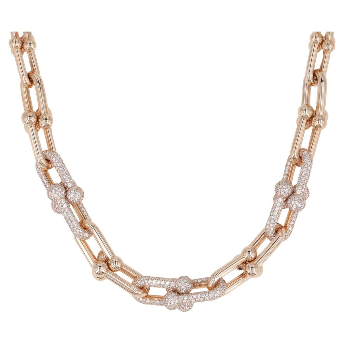 [Rose Tomorrow]HARDWEAR GRADUATED LINK NECKLACE ROSE GOLD WITH PAVE DIAMONDS