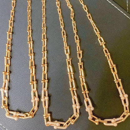 [Rose Tomorrow]HARDWEAR GRADUATED LINK NECKLACE ROSE GOLD WITH PAVE DIAMONDS