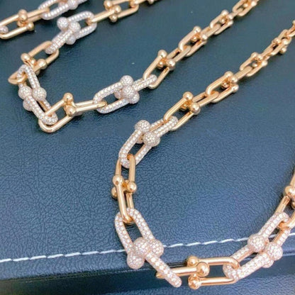 [Rose Tomorrow]HARDWEAR GRADUATED LINK NECKLACE ROSE GOLD WITH PAVE DIAMONDS