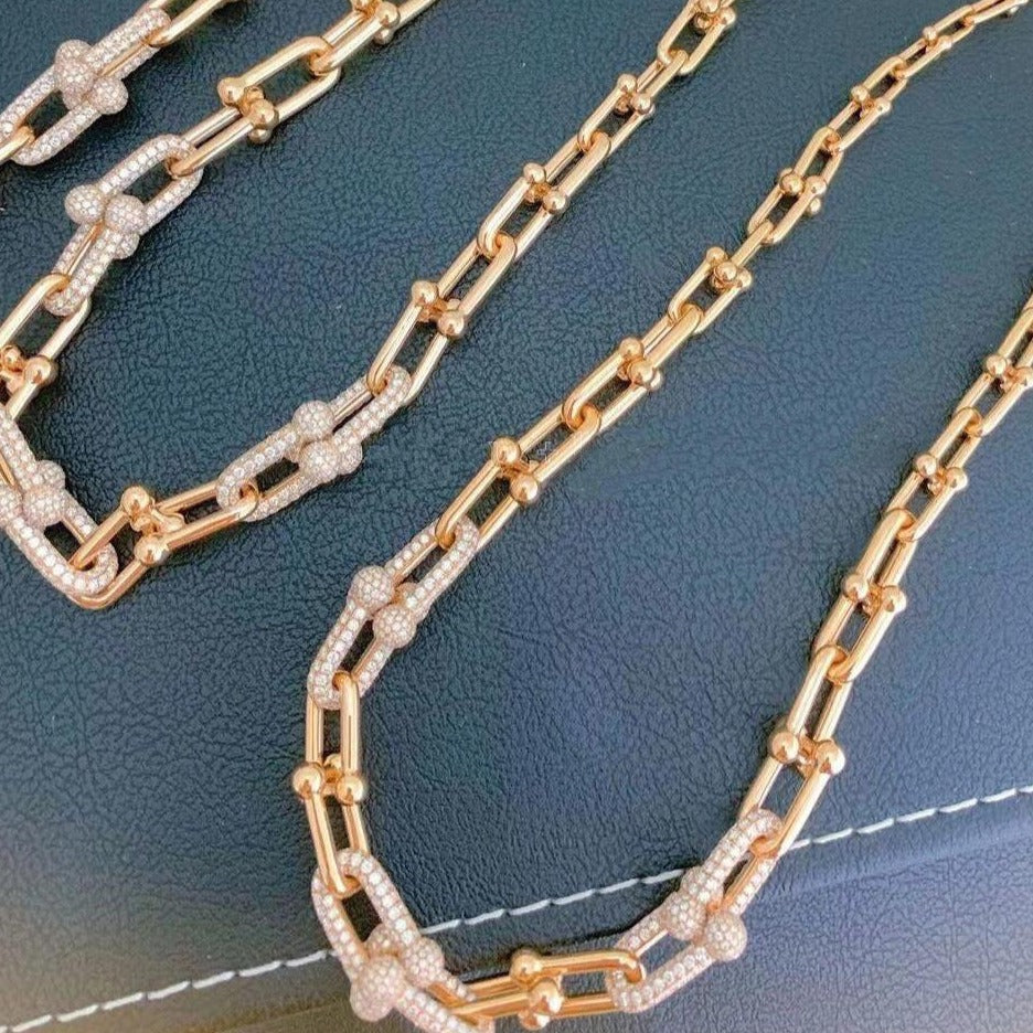 [Rose Tomorrow]HARDWEAR GRADUATED LINK NECKLACE ROSE GOLD WITH PAVE DIAMONDS