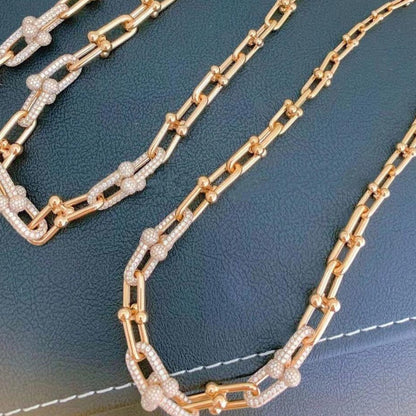[Rose Tomorrow]HARDWEAR GRADUATED LINK NECKLACE ROSE GOLD WITH PAVE DIAMONDS