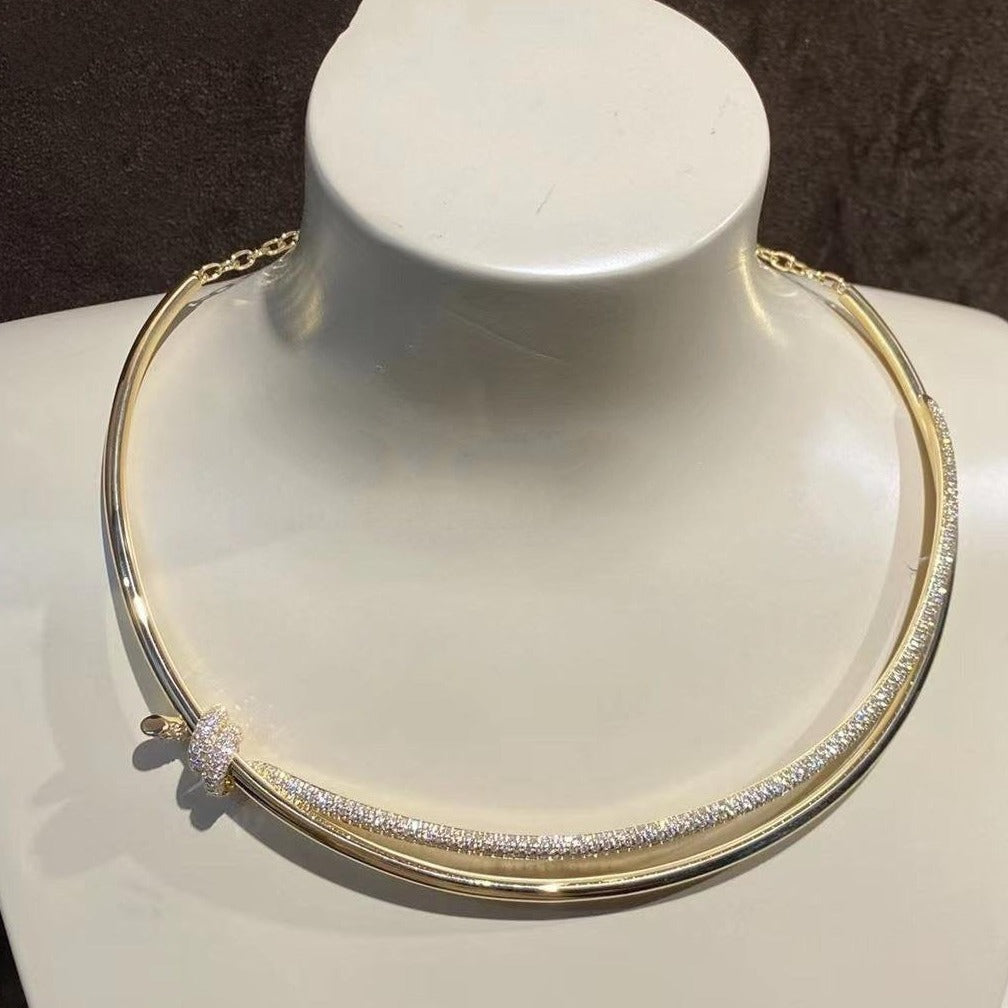 [Rose Tomorrow]KNOT DOUBLE ROW NECKLACE IN YELLOW GOLD WITH DIAMONDS