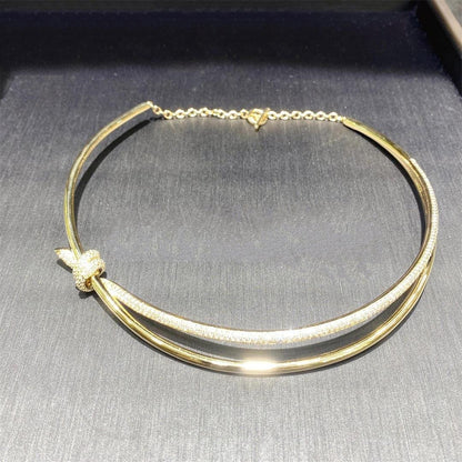 [Rose Tomorrow]KNOT DOUBLE ROW NECKLACE IN YELLOW GOLD WITH DIAMONDS
