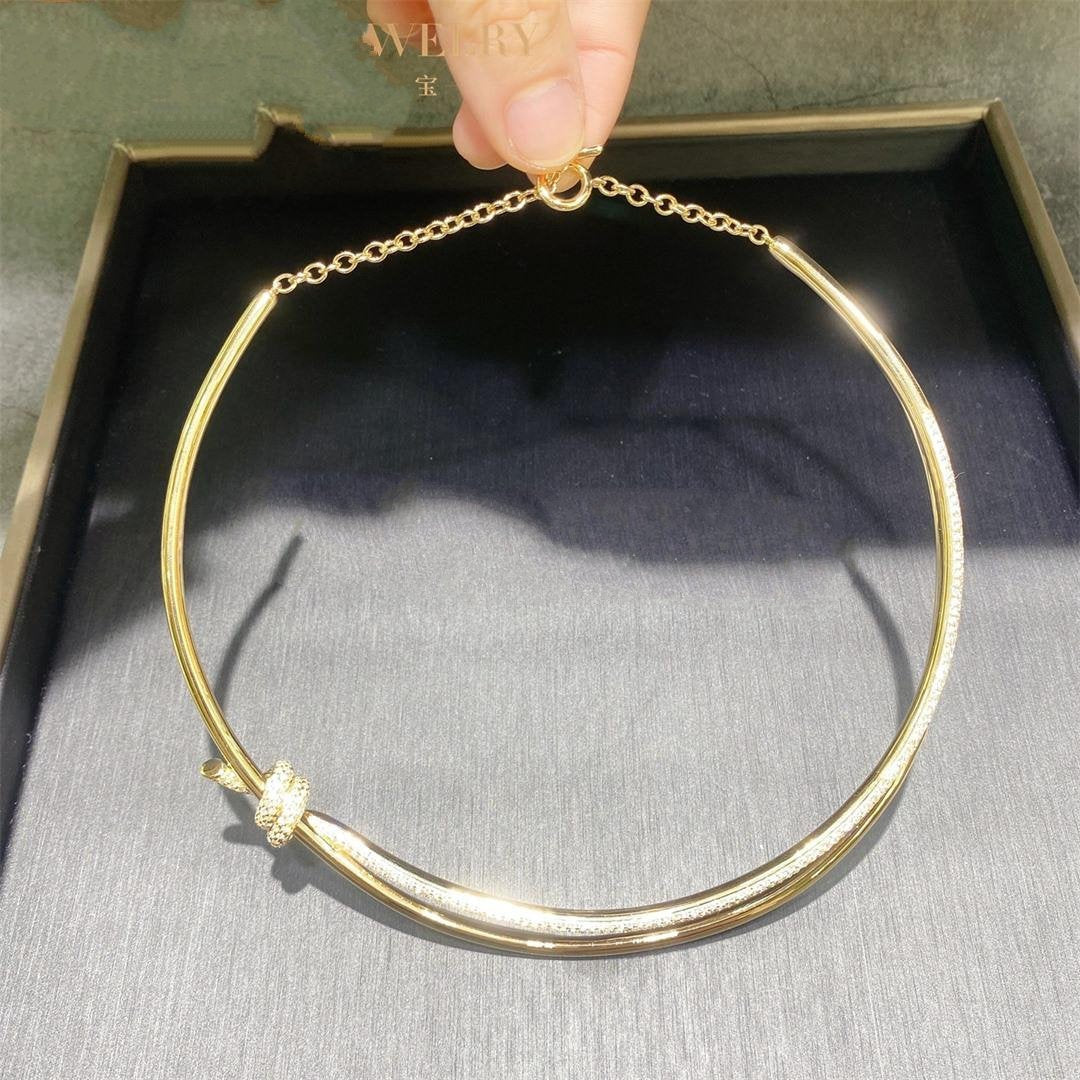 [Rose Tomorrow]KNOT DOUBLE ROW NECKLACE IN YELLOW GOLD WITH DIAMONDS