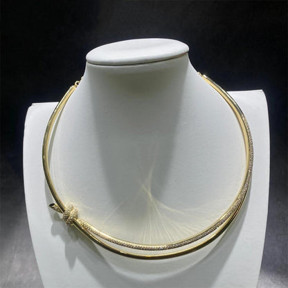 [Rose Tomorrow]KNOT DOUBLE ROW NECKLACE IN YELLOW GOLD WITH DIAMONDS