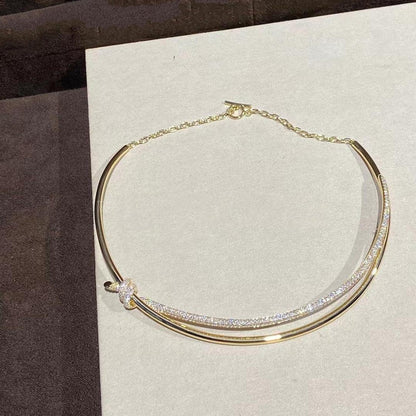 [Rose Tomorrow]KNOT DOUBLE ROW NECKLACE IN YELLOW GOLD WITH DIAMONDS