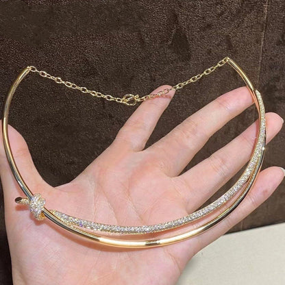 [Rose Tomorrow]KNOT DOUBLE ROW NECKLACE IN YELLOW GOLD WITH DIAMONDS