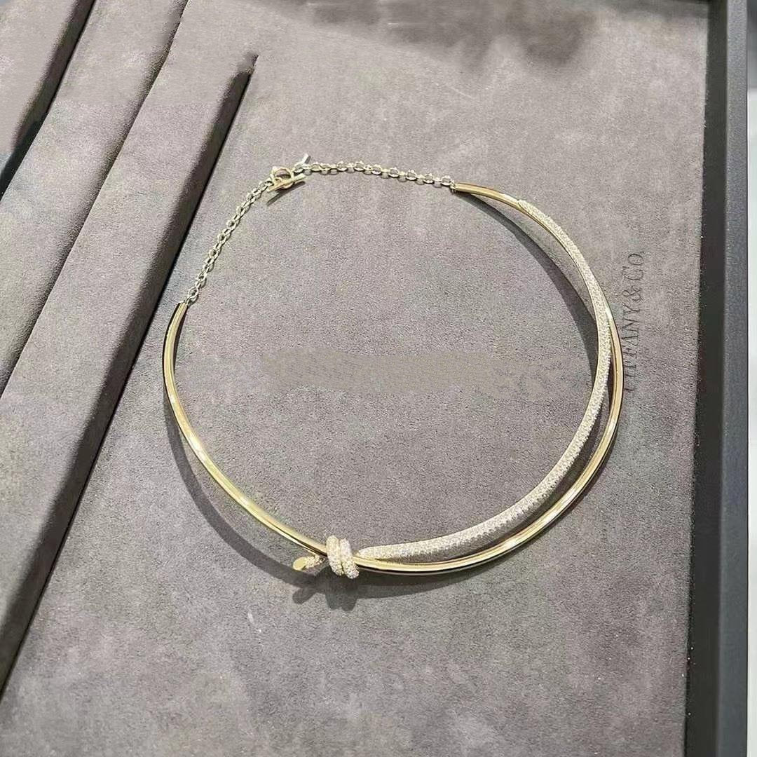 [Rose Tomorrow]KNOT DOUBLE ROW NECKLACE IN YELLOW GOLD WITH DIAMONDS