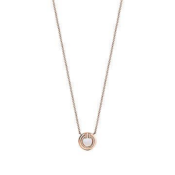 [Rose Tomorrow]DIAMOND AND MOTHER PEARL CIRCLE NECKLACE PENDANT
