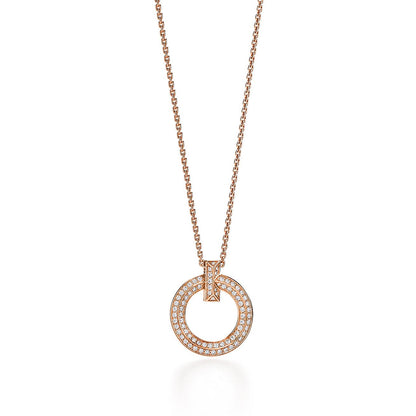 [Rose Tomorrow]T1 CIRCLE DIAMOND PAVED MEDIUM NECKLACE