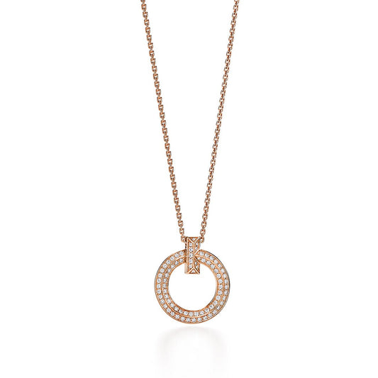 [Rose Tomorrow]T1 CIRCLE DIAMOND PAVED MEDIUM NECKLACE