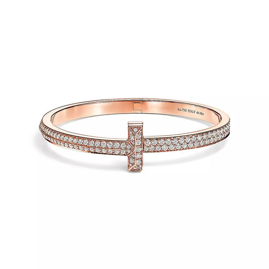 [Rose Tomorrow]T1 WIDE HINGED BANGLE DIAMOND PAVED BRACELET