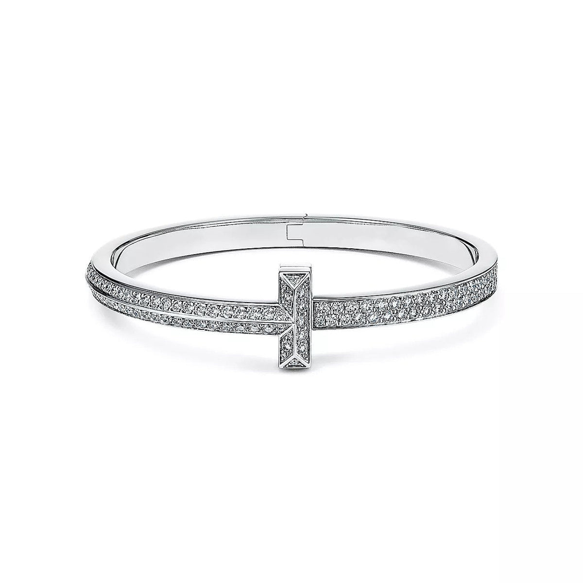 [Rose Tomorrow]WIDE DIAMONDS HINGED BANGLE SILVER