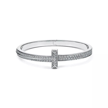 [Rose Tomorrow]WIDE DIAMONDS HINGED BANGLE SILVER