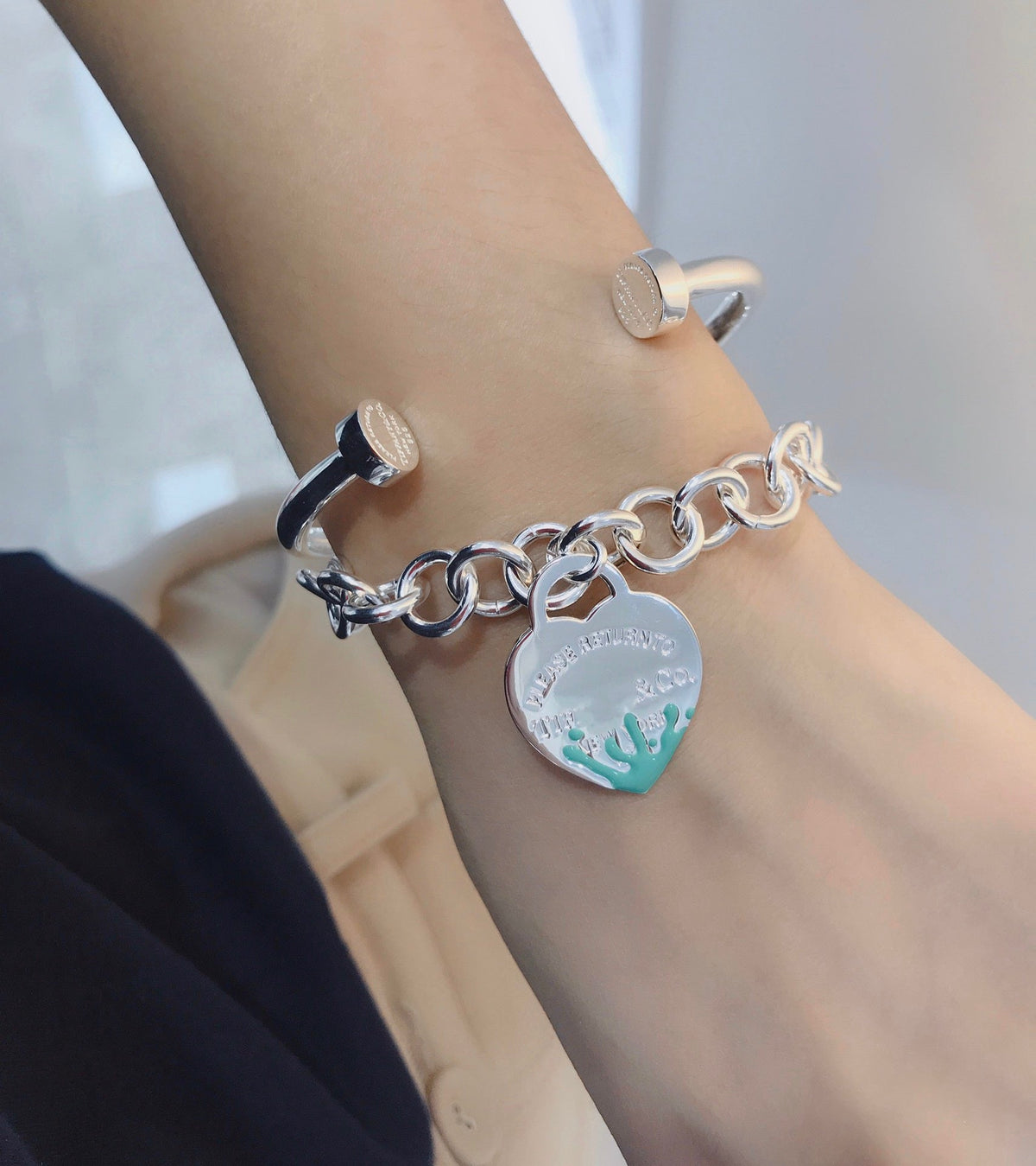 [Rose Tomorrow]LOVE HEART RETURN TO TIF SILVER BRACELET